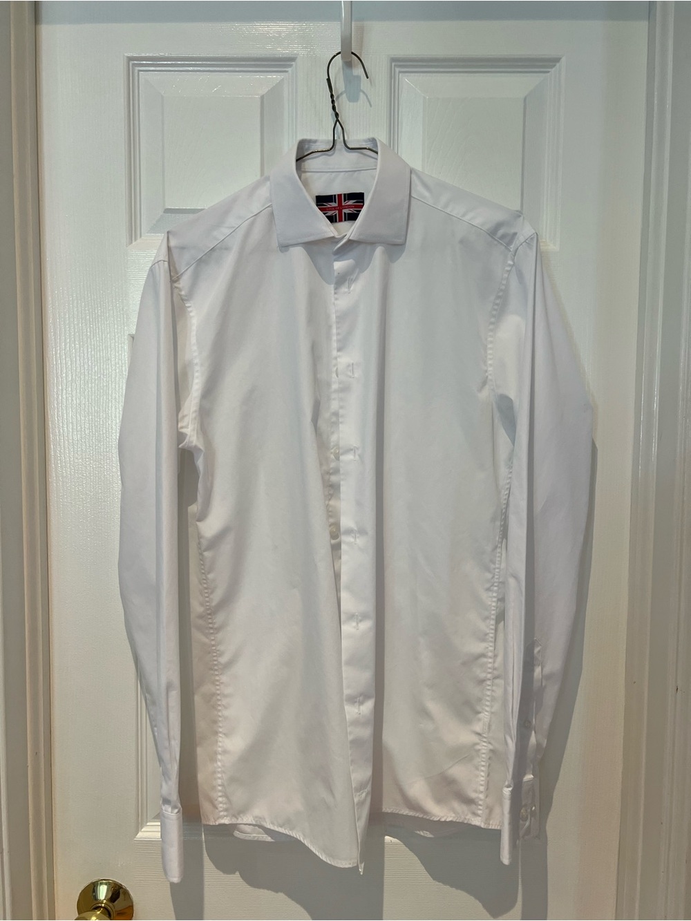 Men's White Dress Shirt with Spread Collar